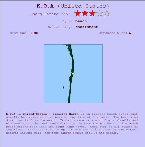 K.O.A break location map and break info