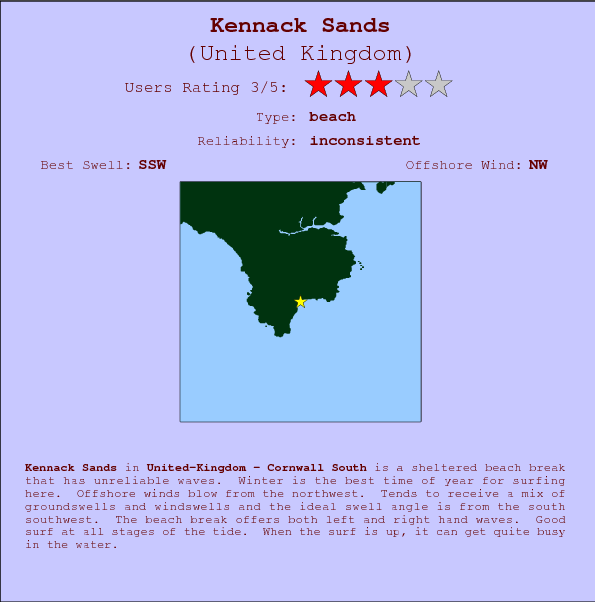 Kennack Sands break location map and break info