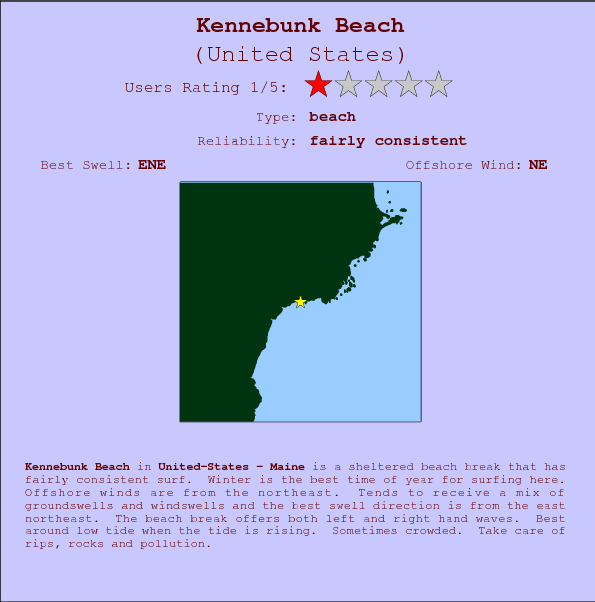 Kennebunk Beach surf location map and break info