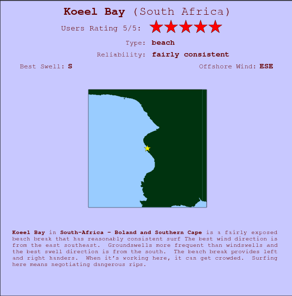 Koeel Bay surf location map and break info