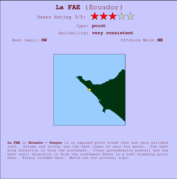 La FAE surf location map and break info
