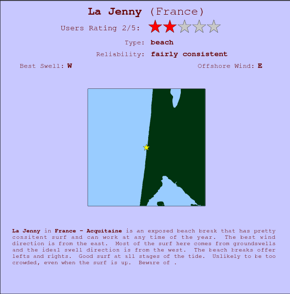 La Jenny break location map and break info