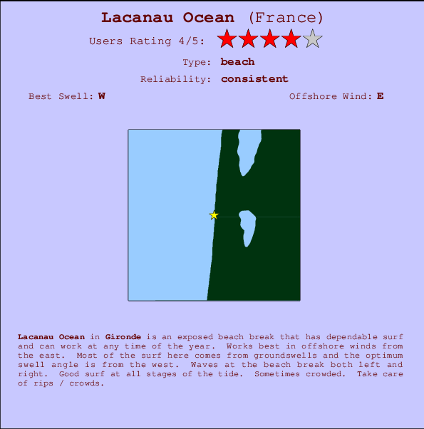 Lacanau-Ocean surf location map and break info