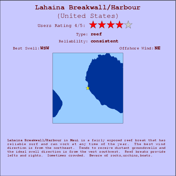 Lahaina Breakwall/Harbour break location map and break info