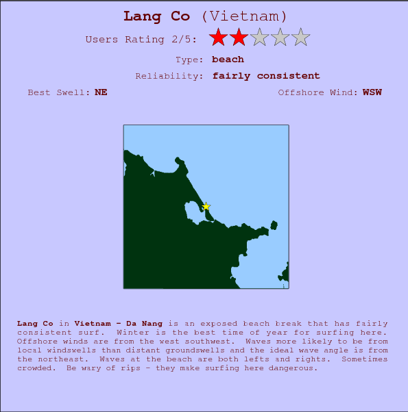 Lang Co surf location map and break info