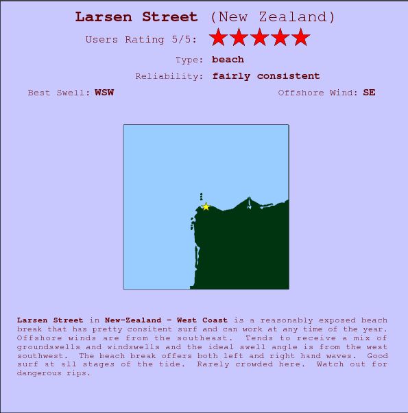 Larsen Street surf location map and break info