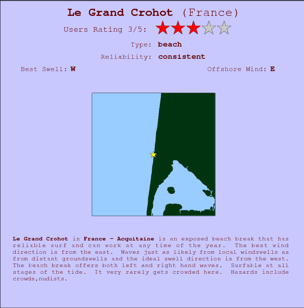 Le Grand Crohot break location map and break info
