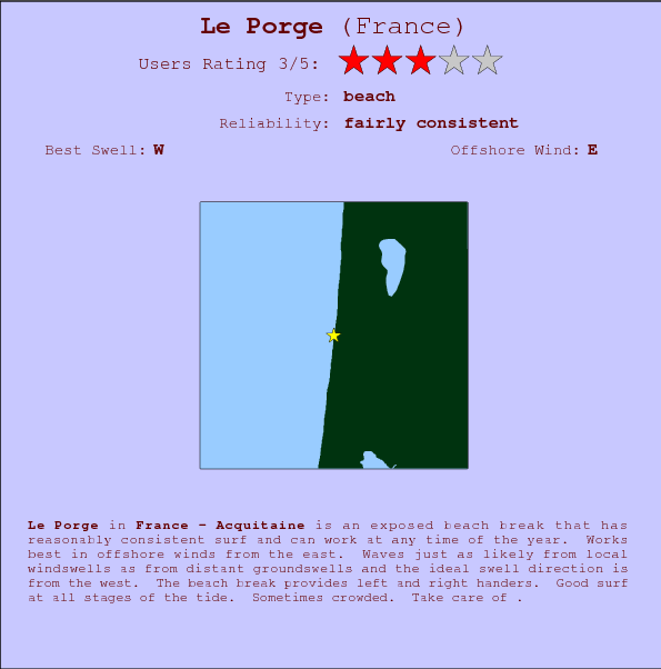 Le Porge break location map and break info