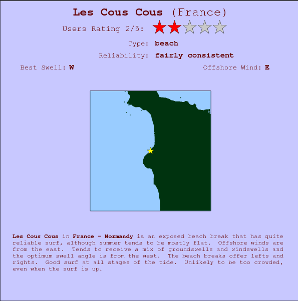 Les Cous Cous break location map and break info
