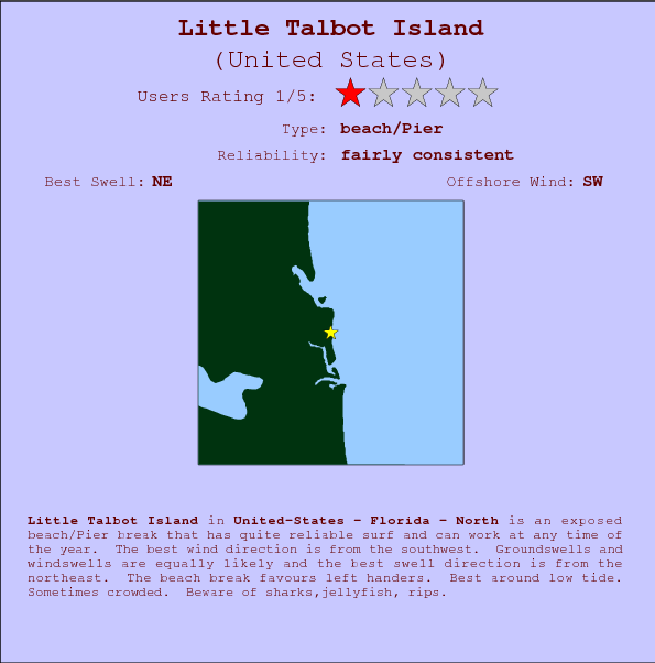 Little Talbot Island break location map and break info