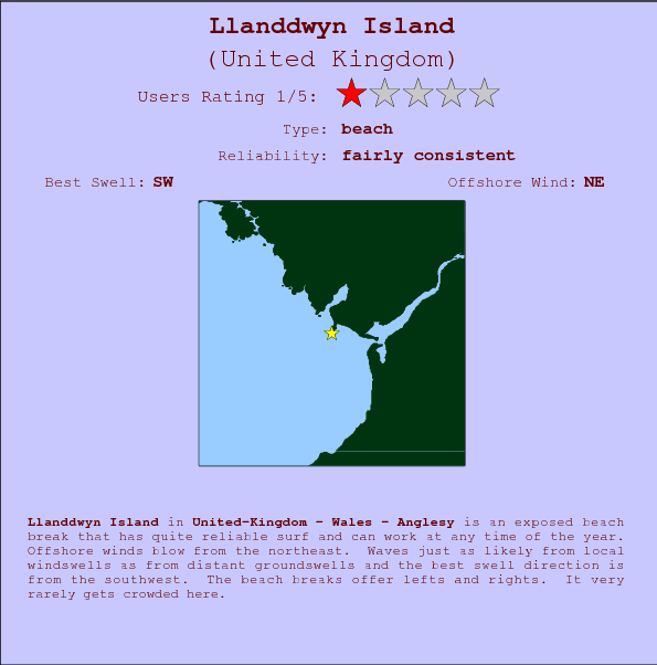 Llanddwyn Island surf location map and break info