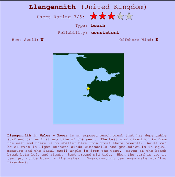 Llangennith surf location map and break info
