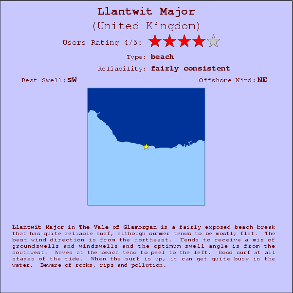 Llantwit Major break location map and break info
