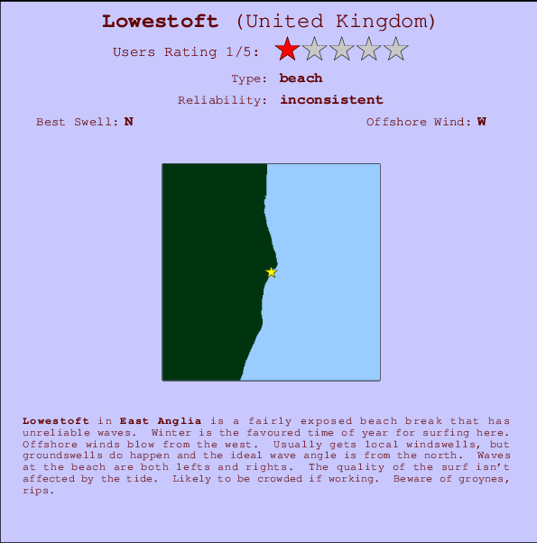 Lowestoft break location map and break info