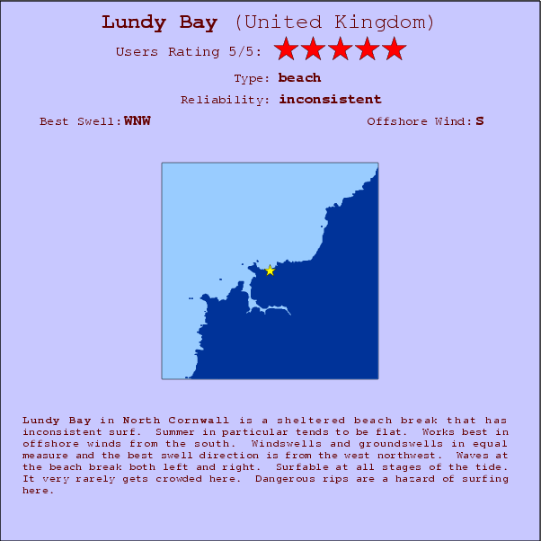 Lundy Bay break location map and break info