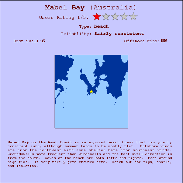 Mabel Bay break location map and break info