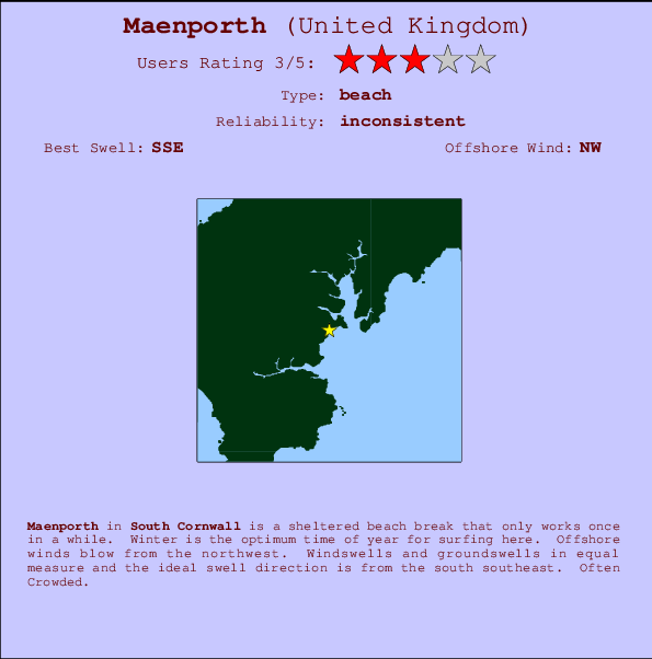 Maenporth break location map and break info
