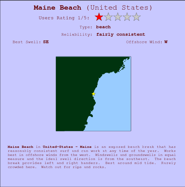 Maine Beach break location map and break info