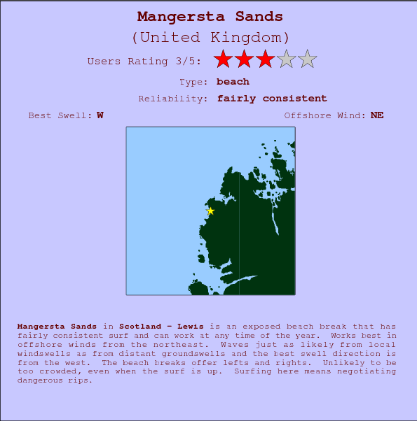 Mangersta Sands break location map and break info