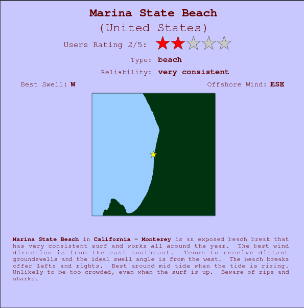 Marina State Beach surf location map and break info