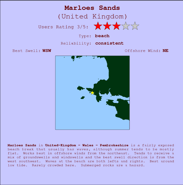 Marloes Sands surf location map and break info