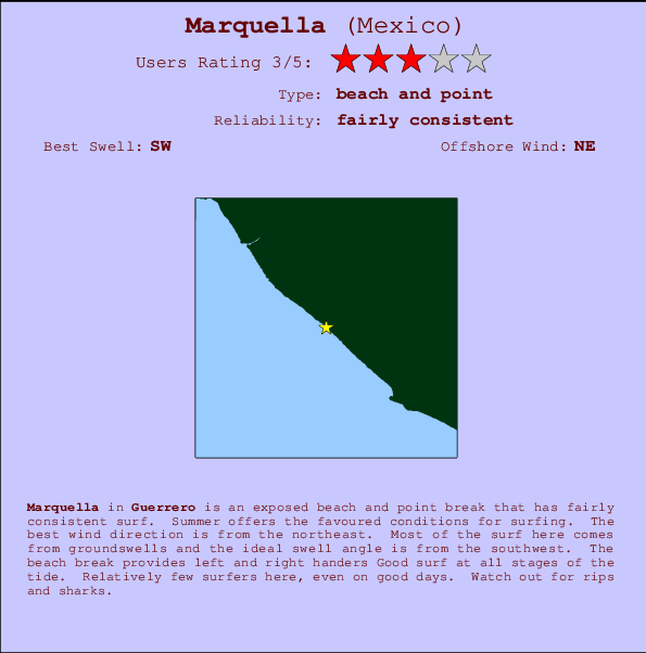 Marquella break location map and break info