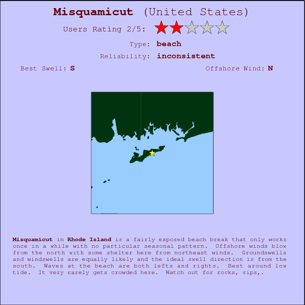 Masquamicut surf location map and break info