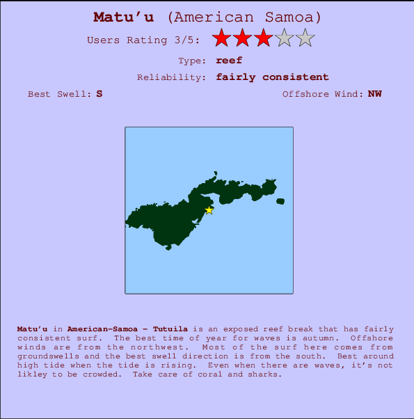 Matu'u surf location map and break info