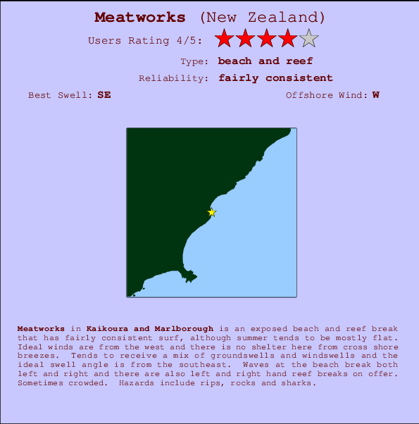 Meatworks (near Maungamanu) surf location map and break info