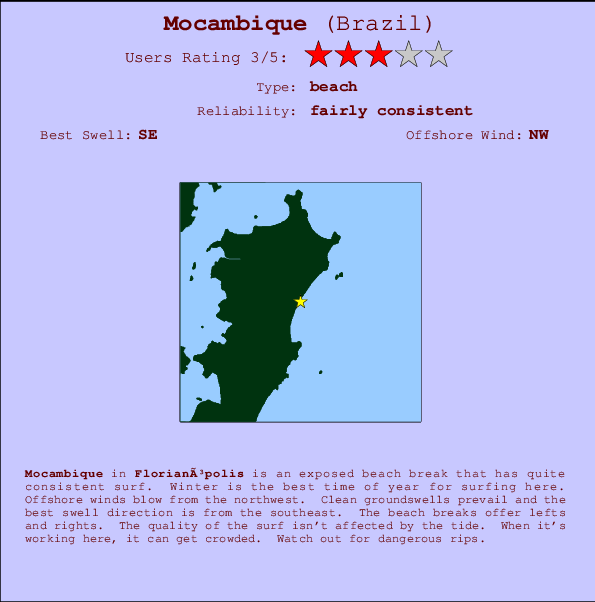 Mocambique break location map and break info