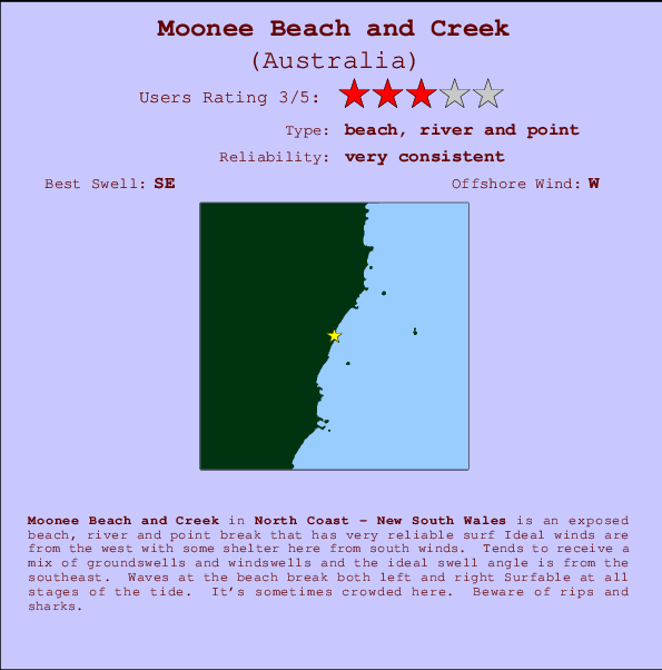 Moonee Beach and Creek Surf Forecast and Surf Reports (NSW North