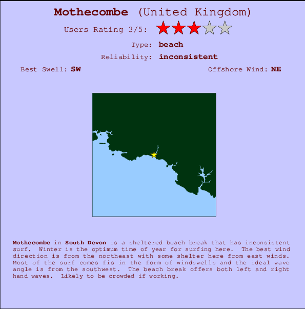 Mothecombe surf location map and break info