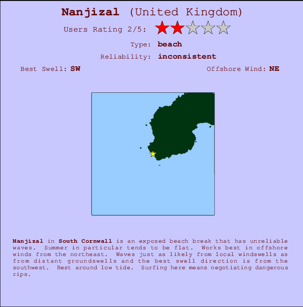 Nanjizal break location map and break info