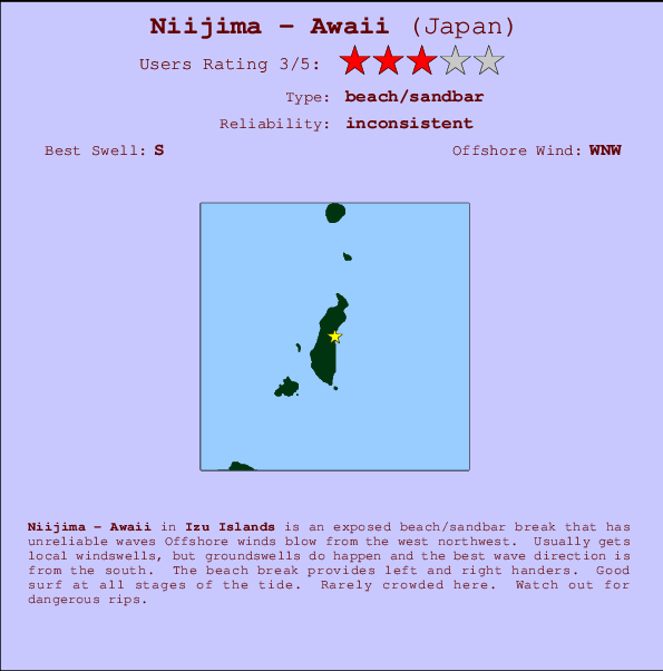 Niijima - Awaii surf location map and break info