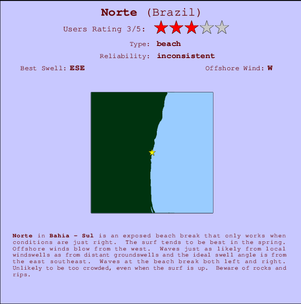 Norte break location map and break info