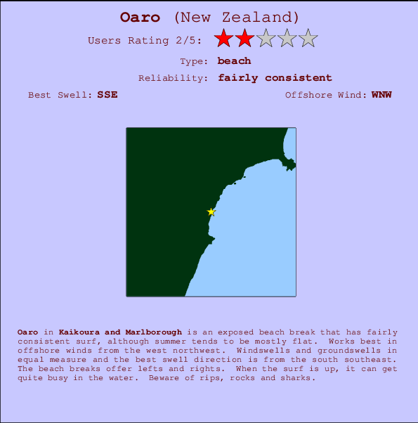 Oaro surf location map and break info