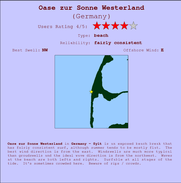 Oase zur Sonne Westerland surf location map and break info