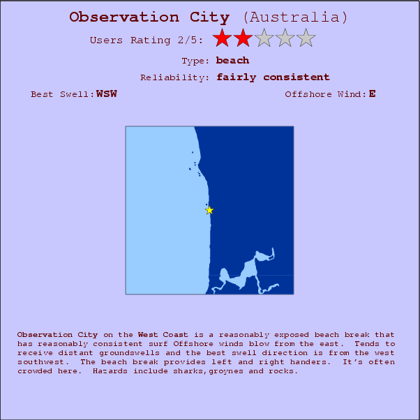 Observation City break location map and break info