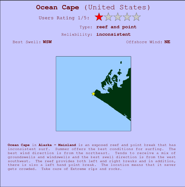Ocean Cape break location map and break info