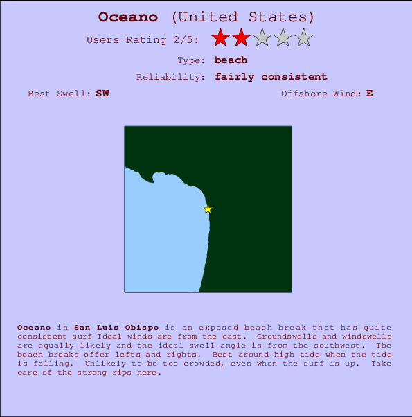 Oceano break location map and break info