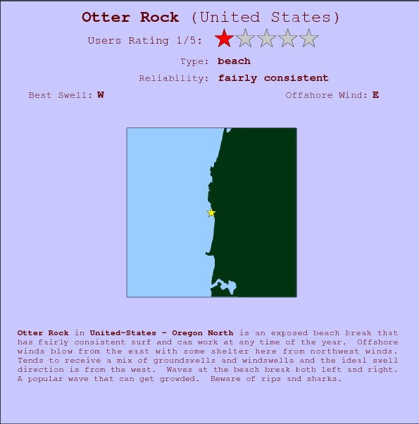 Otter Rock surf location map and break info