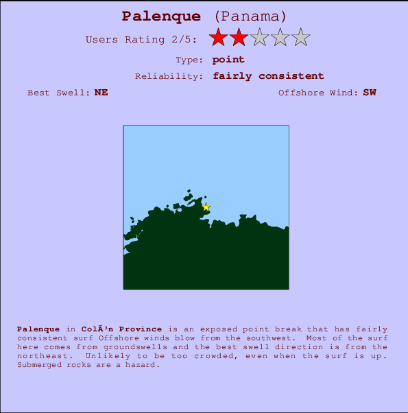 Palenque surf location map and break info