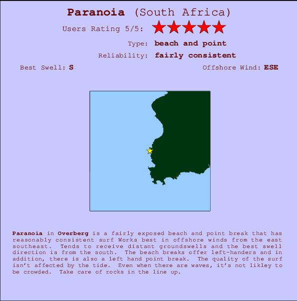 Paranoia surf location map and break info