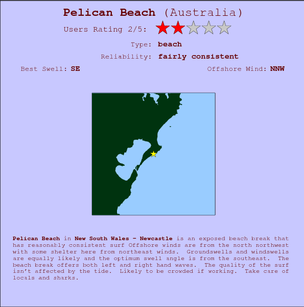 Pelican Beach surf location map and break info