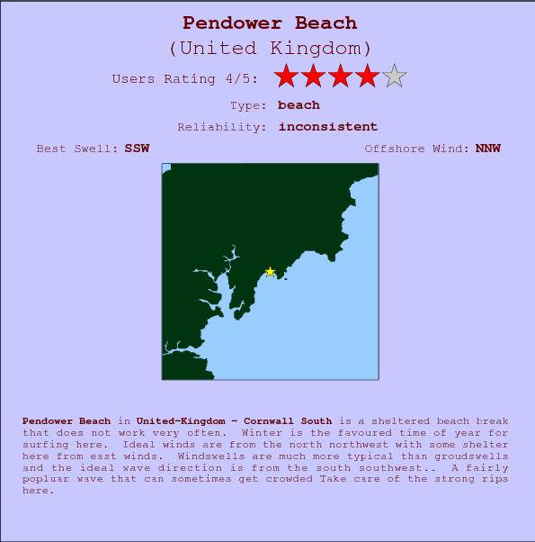 Pendower Beach surf location map and break info