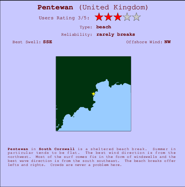 Pentewan break location map and break info