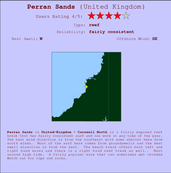 Perran Sands break location map and break info