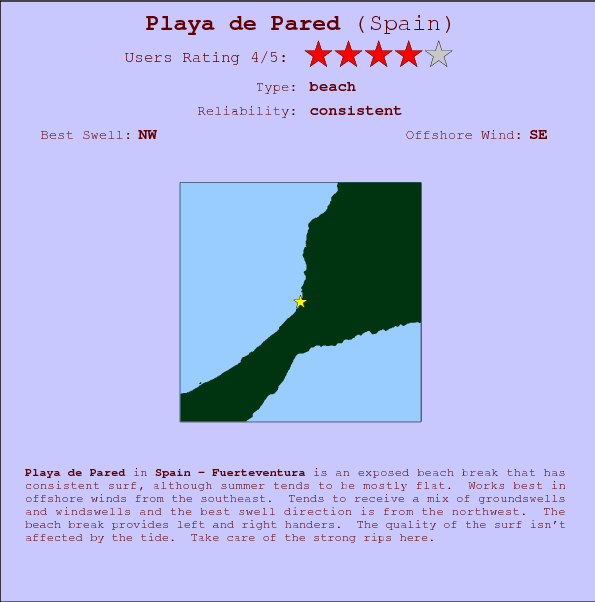 Playa de Pared break location map and break info