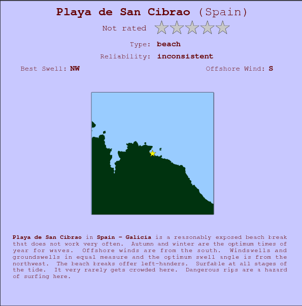 Playa de San Cibrao break location map and break info