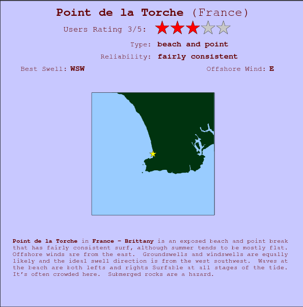 Point de la Torche break location map and break info